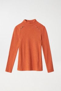 KNIT JUMPER WITH METALLIC APPLIQUS