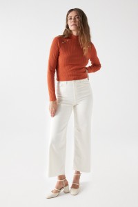 KNIT JUMPER WITH METALLIC APPLIQUS