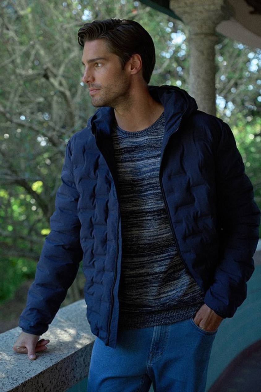 JEANSMANTEL PUFFER MIT TASCHE