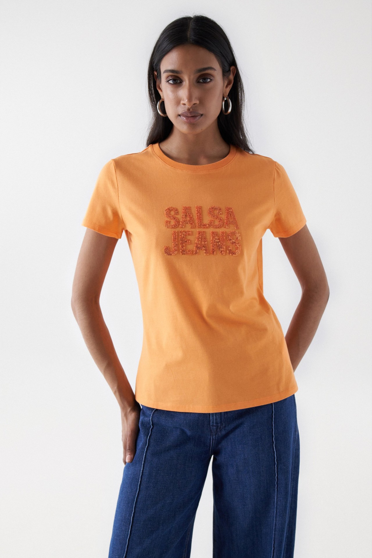 T-SHIRT AVEC LOGO SALSA ET PERLES