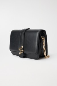 LEATHER EFFECT SHOULDER BAG WITH METAL LOGO