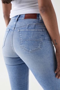 DESTINY PUSH UP-JEANS, CROPPED SLIM, MIT RISSEN