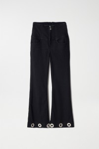 DIVA JEANS WITH GLITTERY EYELETS ON THE HEM