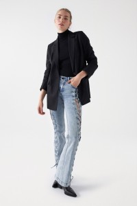 DESTINY PUSH UP FLARE JEANS WITH INTERWOVEN EFFECT