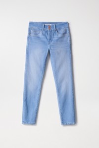 SECRET PUSH IN-JEANS, CROPPED SKINNY-PASSFORM, MIT GLANZSTEINEN AN DEN TASCHEN