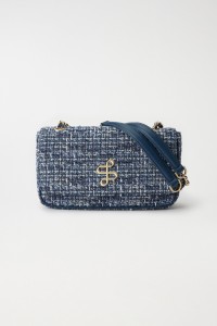 TWEED HANDBAG WITH DENIM EFFECT