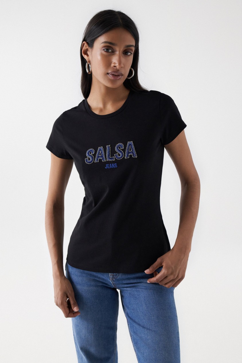 T-SHIRT AVEC LOGO SALSA ET PERLES