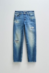 JEANS TRUE CROPPED SLIM MIT RISSEN