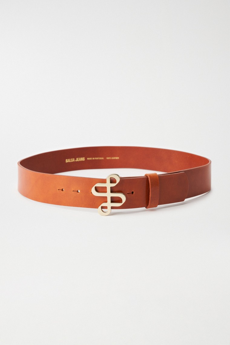 LEATHER BELT WITH METAL BUCKLE