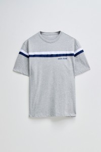 GREY T-SHIRT WITH STRIPES