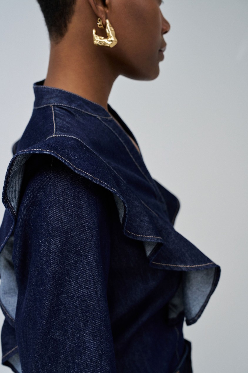 LIGHTDENIM SHIRT WITH RUFFLES