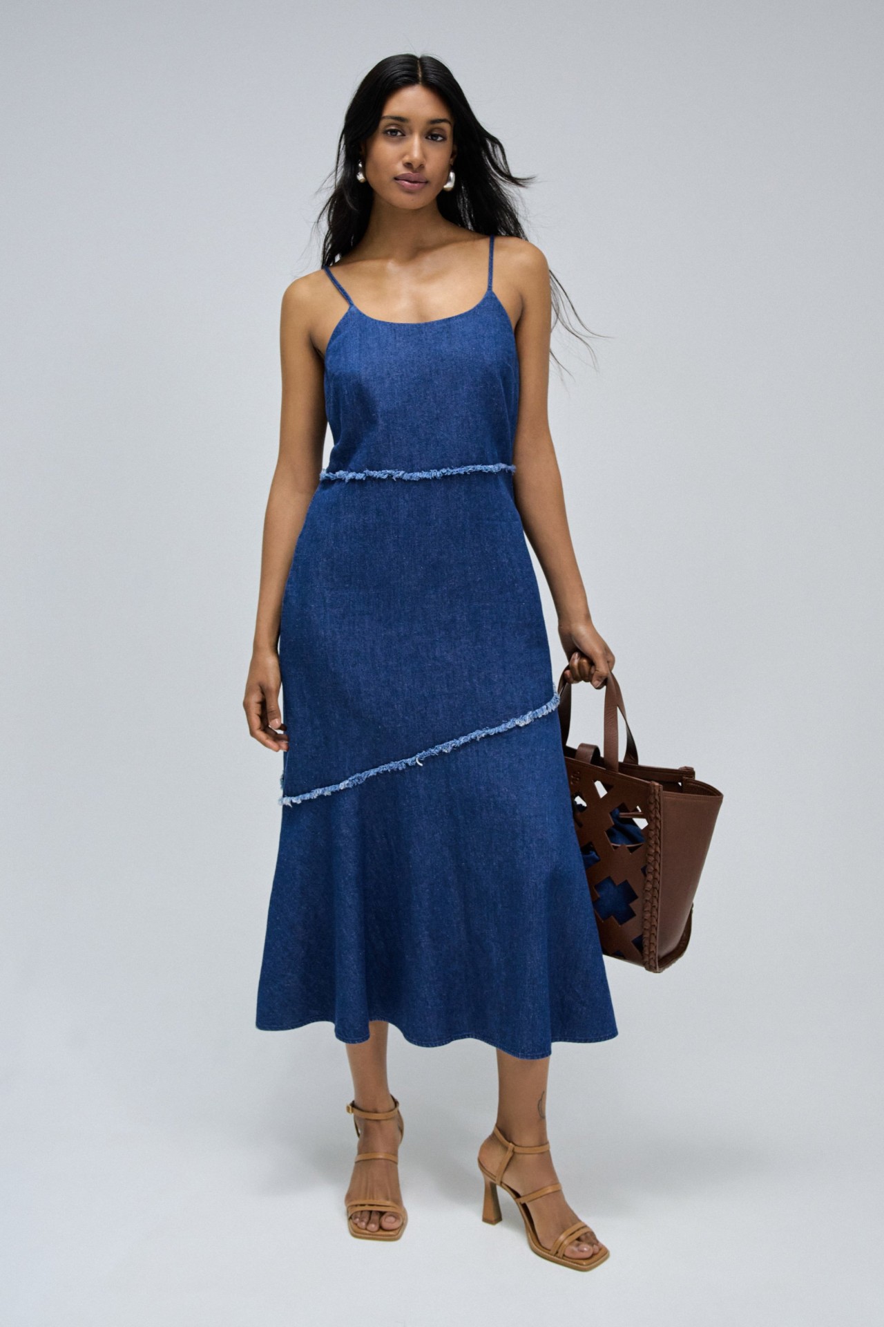 LIGHTDENIM DRESS WITH LINEN