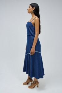 LIGHTDENIM DRESS WITH LINEN