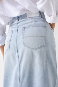 TRUE DENIM SKIRT WITH FRAYED HEM