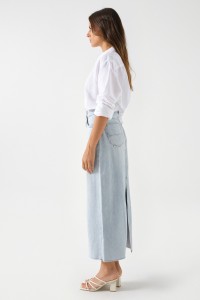 TRUE DENIM SKIRT WITH FRAYED HEM