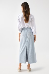 TRUE DENIM SKIRT WITH FRAYED HEM