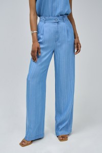 PANTALONES VAQUEROS LIGHTDENIM PALLAZO CON HILOS METLICOS