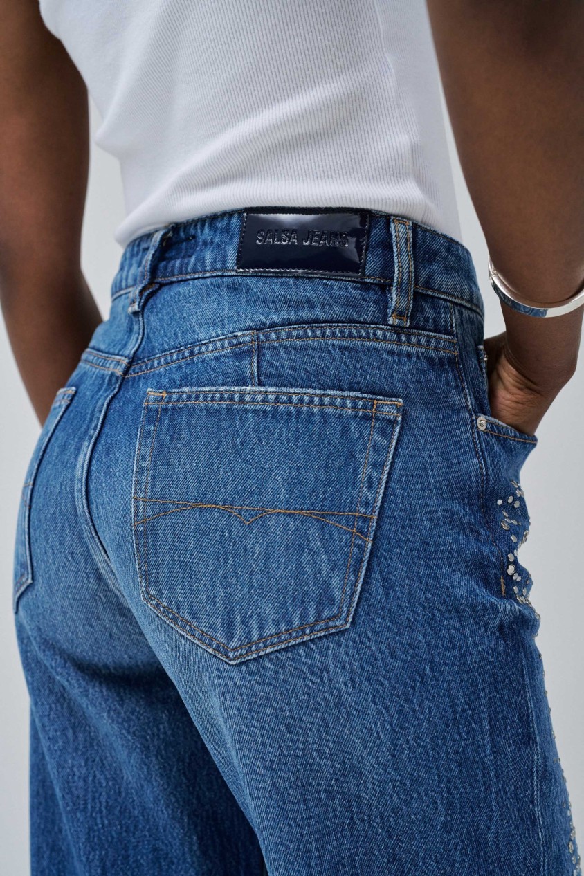 JEANS TRUE STRAIGHT COM APLICAES