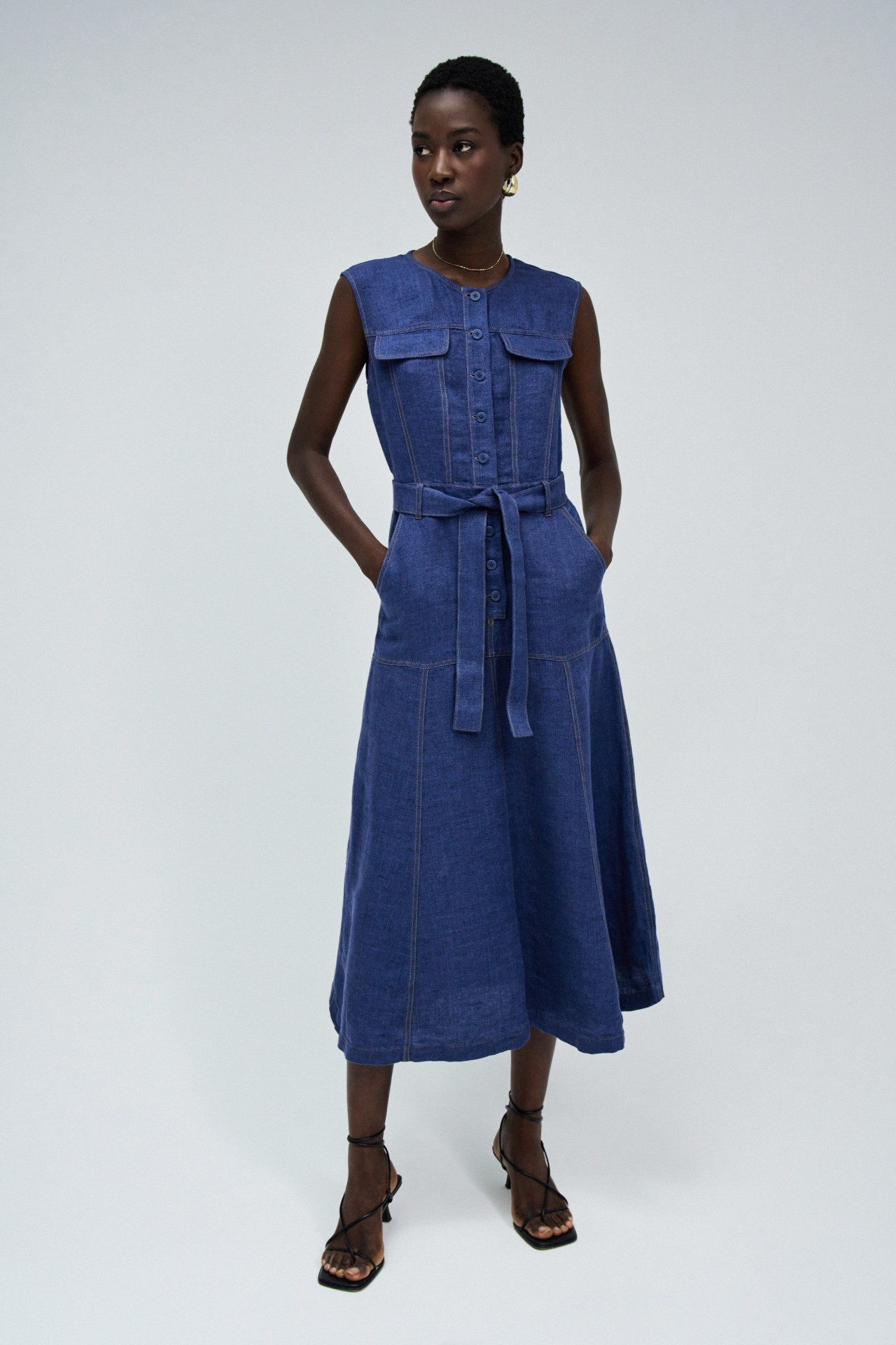 MIDI INDIGO LINEN DRESS