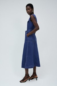 MIDI INDIGO LINEN DRESS