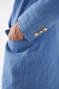 DENIM BLAZER WITH GOLD BUTTONS