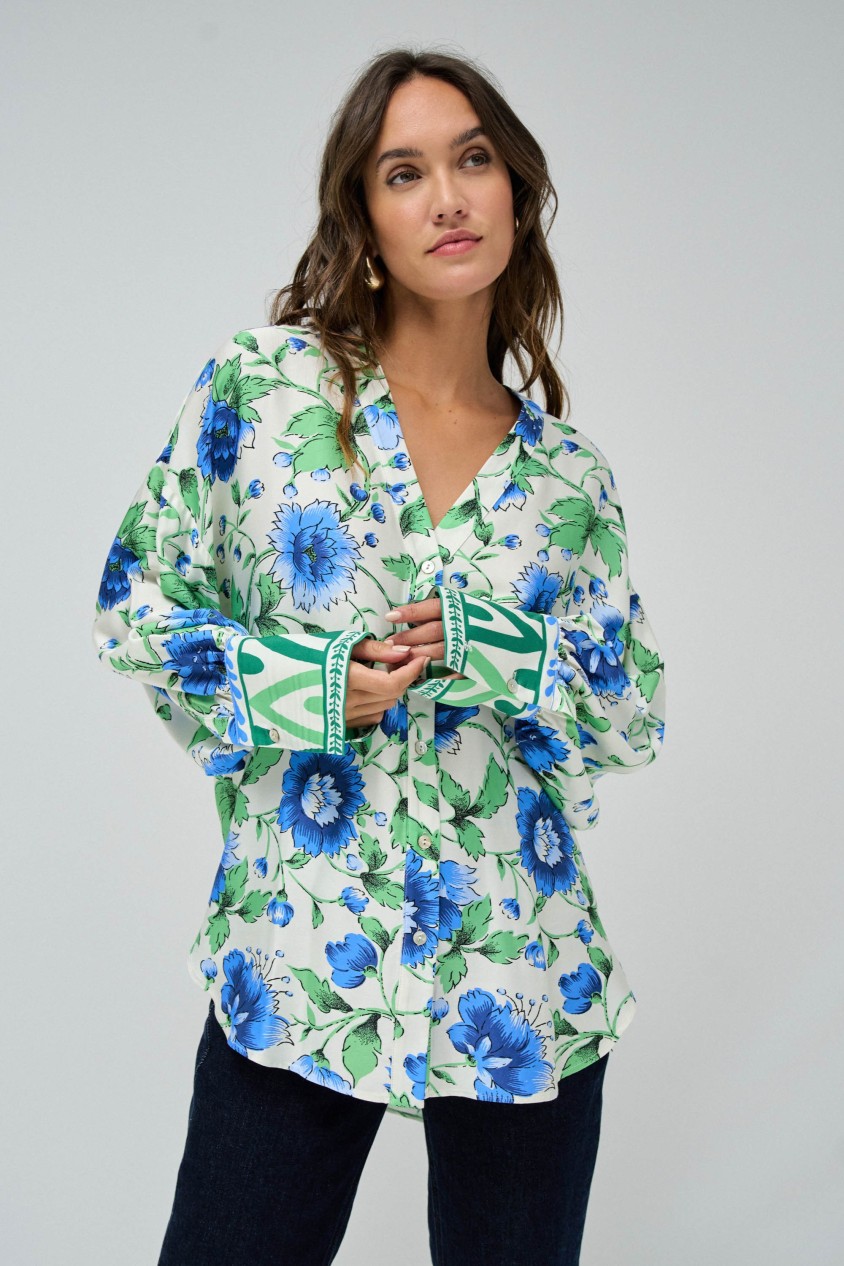 LOOSE PRINTED SHIRTMEDIUM GREEN