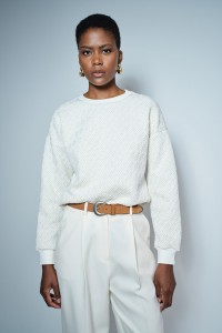 TEXTURED FLEECE SWEATER WITH SHINE