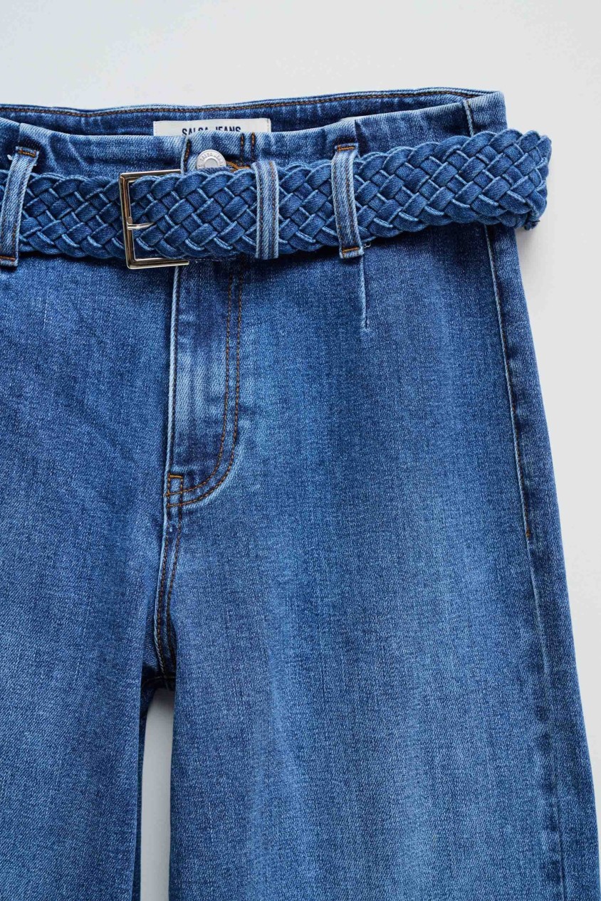 TRUE CROPPED WIDE JEANS WITH BELT