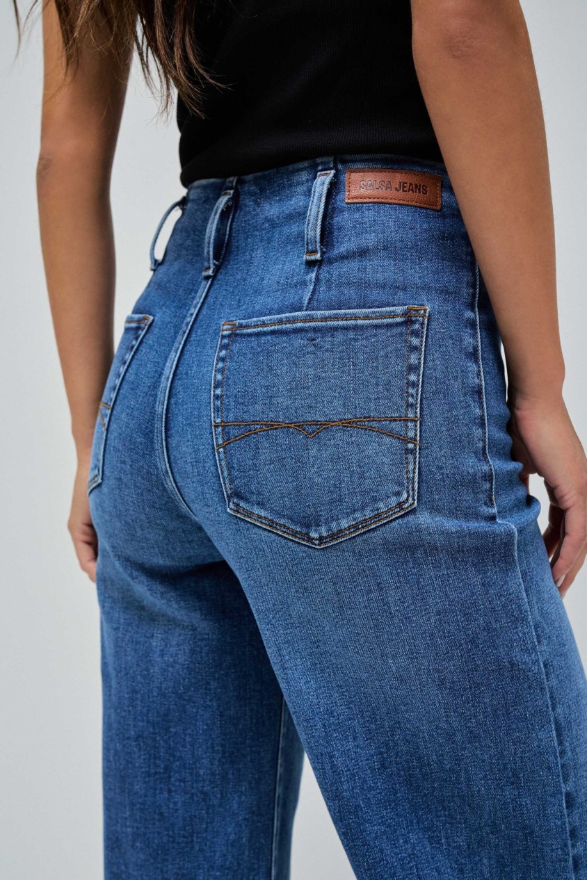 JEANS TRUE CROPPED LARGE AVEC CEINTURE