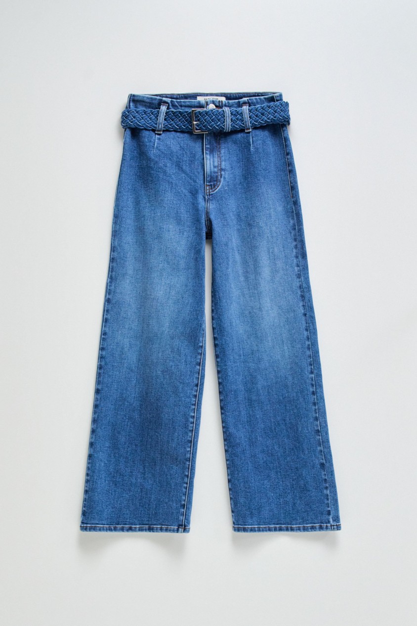 JEANS TRUE CROPPED WIDE MIT GRTEL