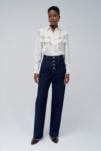 TRUE JEANS WITH WIDE LEG AND UNDONE HEM