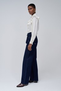 TRUE JEANS WITH WIDE LEG AND UNDONE HEM