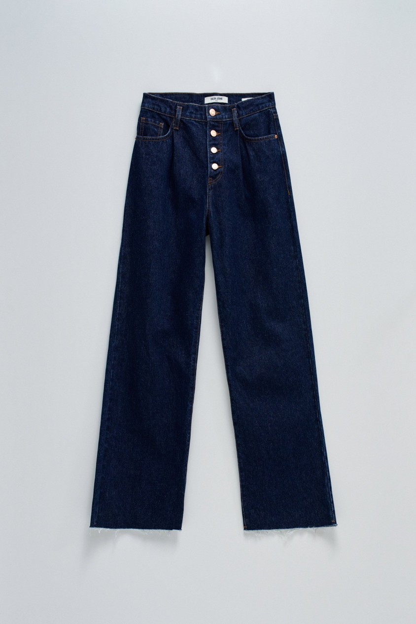 TRUE JEANS WITH WIDE LEG AND UNDONE HEM