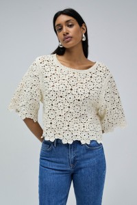 CROCHET JUMPER WITH FLORAL MOTIFS