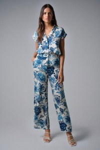 FLORAL PRINT STRAIGHT TROUSERS