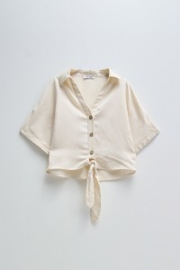 LIGHTDENIM SHIRT WITH BOW AT THE HEM