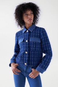 TWEED-JACKE MIT VERZIERUNGEN AUS DENIM