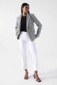 TWEED BLAZER WITH GOLD BUTTONS