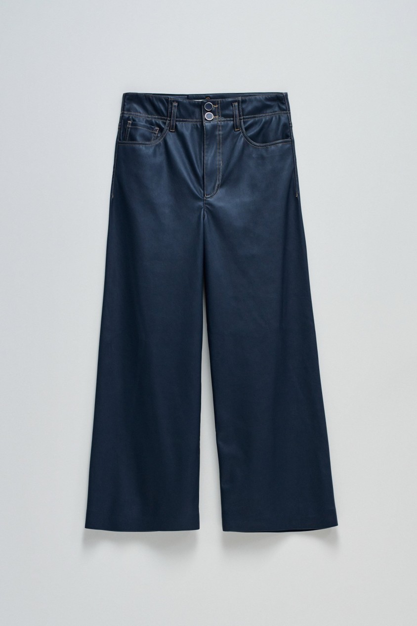 HOSE TRUE WIDE LEG LEDER EFFEKT