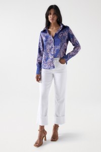 SATIN-FEEL SHIRT WITH PRINT