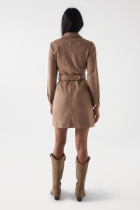 SHORT SUEDE DRESS WITH BELT