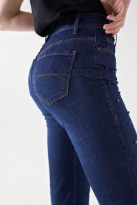 DESTINY PUSH UP FLARE JEANS MIT PERLEN