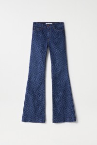 DESTINY PUSH UP FLARE DENIM JEANS WITH LASER PRINT