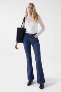 DESTINY PUSH UP FLARE DENIM JEANS WITH LASER PRINT