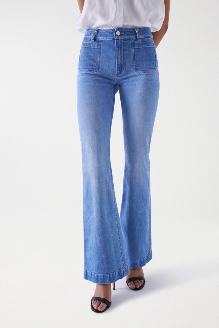 DESTINY PUSH UP FLARE DENIM JEANS WITH POCKETS