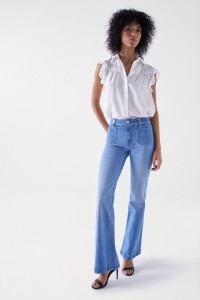 DESTINY PUSH UP FLARE DENIM JEANS WITH POCKETS