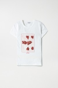 T-SHIRT MIT BLUMENDRUCK