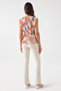 PLEATED EFFECT PRINTED TOP