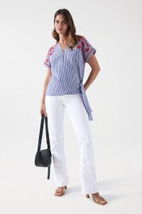 STRIPED SHIRT WITH EMBROIDERED DETAIL