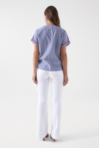 STRIPED SHIRT WITH EMBROIDERED DETAIL